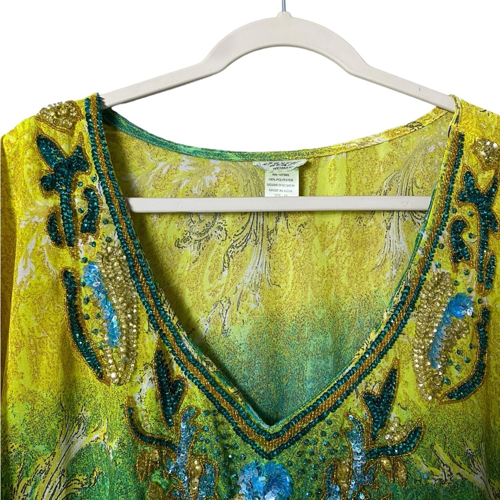 Vibrant Yellow-Green Floral Maxi Dress - Picture 7 of 9